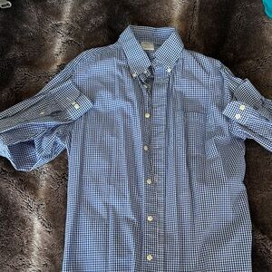 Brooks Brothers Navy Checkered Button Down Shirt